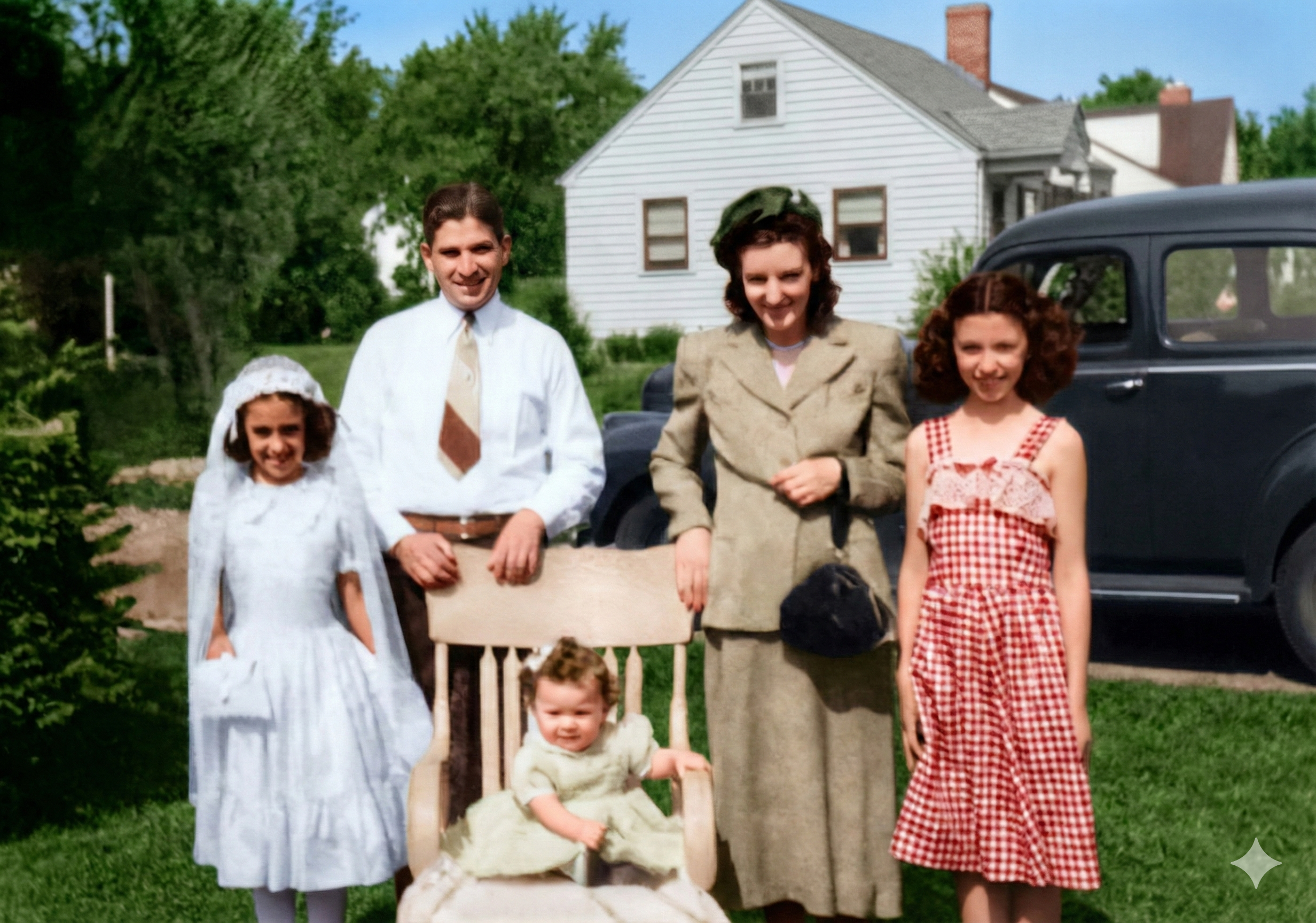 Restored version of the same photo with improved clarity.