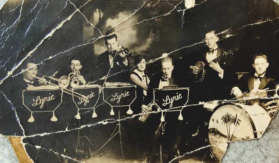 Old photo with scratches and tears before repair.